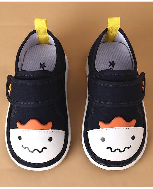 Cute Walk by Babyhug Velcro Closure Casual Shoes With Animal Applique - Navy Blue