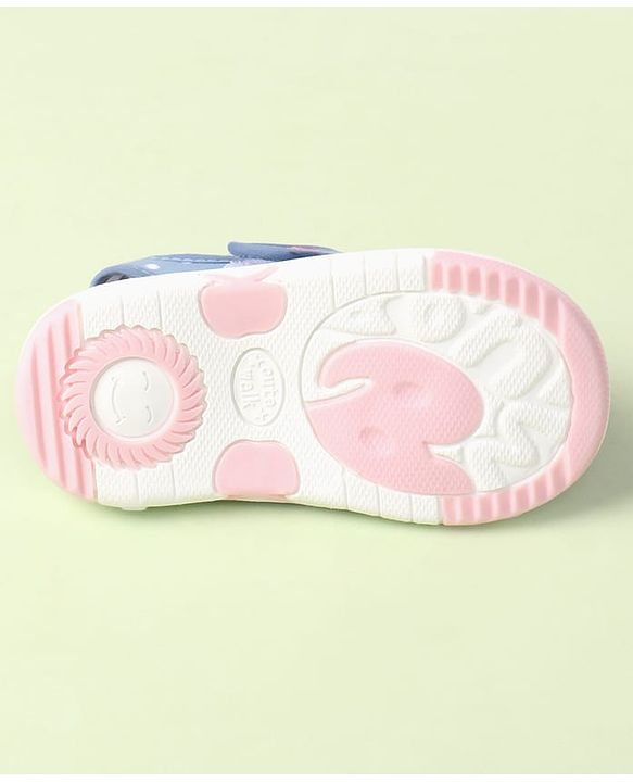 Cute Walk by Babyhug Velcro Closure Sandals with Bow Print & Applique - Blue