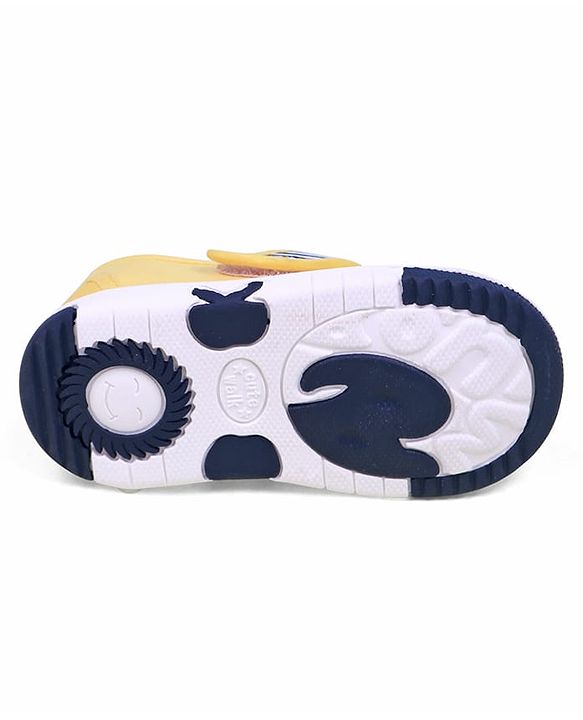 Cute Walk by Babyhug Velcro Closure Casual Shoes With Vehicle Applique & Stripes - Yellow