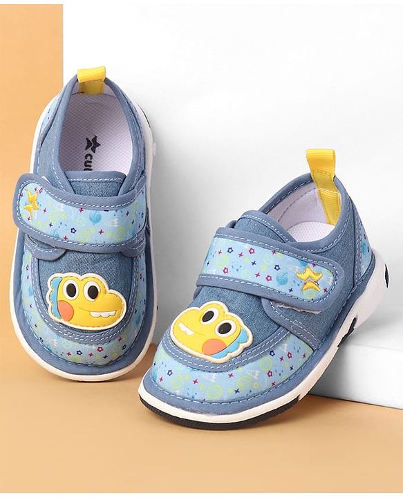 Cute Walk by Babyhug Casual Shoes Velcro Closure & Dino Patch - Blue