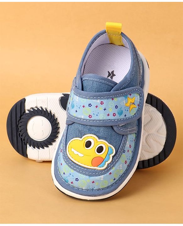 Cute Walk by Babyhug Casual Shoes Velcro Closure & Dino Patch - Blue