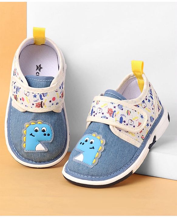 Cute Walk by Babyhug Casual Shoes Velcro Closure & Dino Patch - Blue
