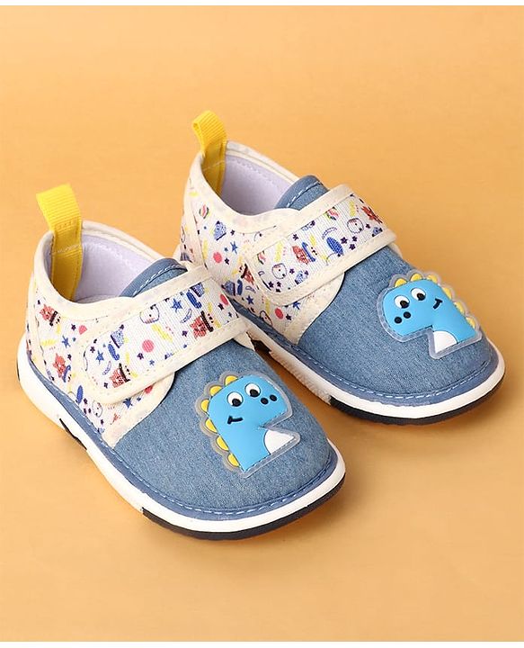 Cute Walk by Babyhug Casual Shoes Velcro Closure & Dino Patch - Blue