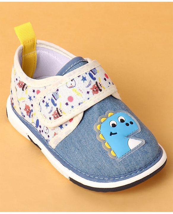 Cute Walk by Babyhug Casual Shoes Velcro Closure & Dino Patch - Blue