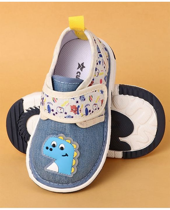 Cute Walk by Babyhug Casual Shoes Velcro Closure & Dino Patch - Blue