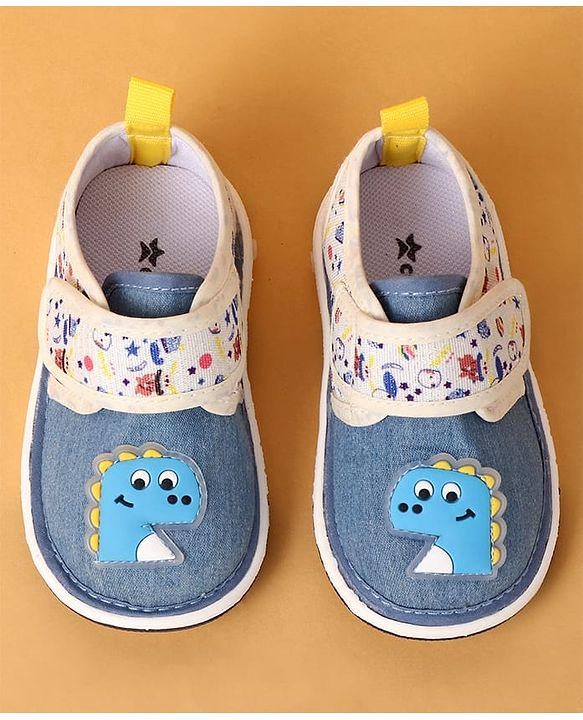 Cute Walk by Babyhug Casual Shoes Velcro Closure & Dino Patch - Blue