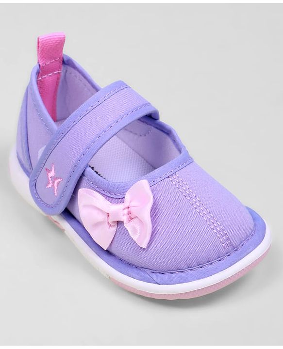 Cute Walk by Babyhug Casual Shoes With Velcro Closure & Bow Applique - Purple