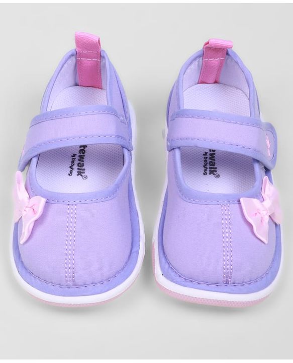 Cute Walk by Babyhug Casual Shoes With Velcro Closure & Bow Applique - Purple