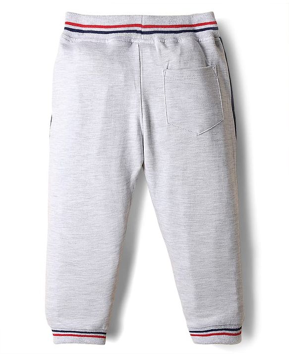 Babyhug French Terry Knit Full Length Lounge Pant With Cut & Sew Design - White