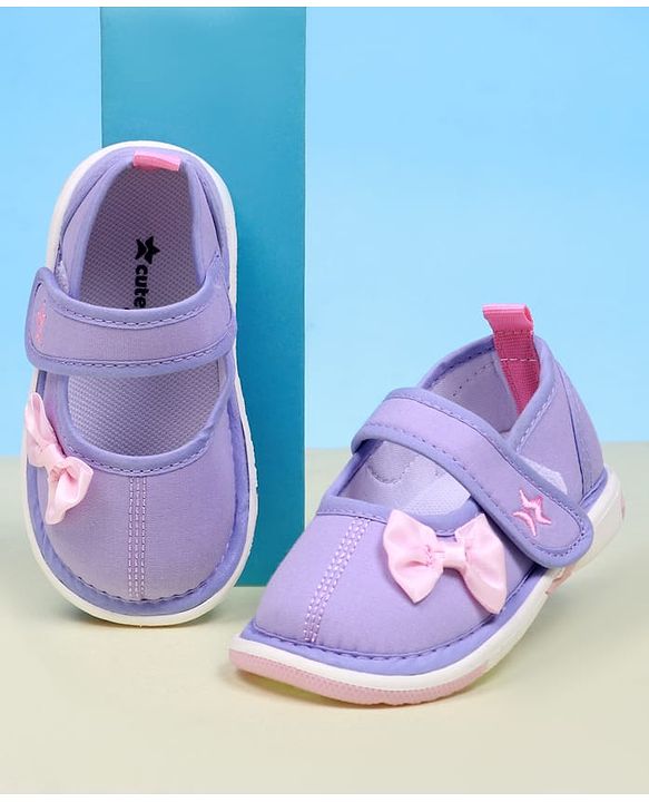 Cute Walk by Babyhug Casual Shoes With Velcro Closure & Bow Applique - Purple