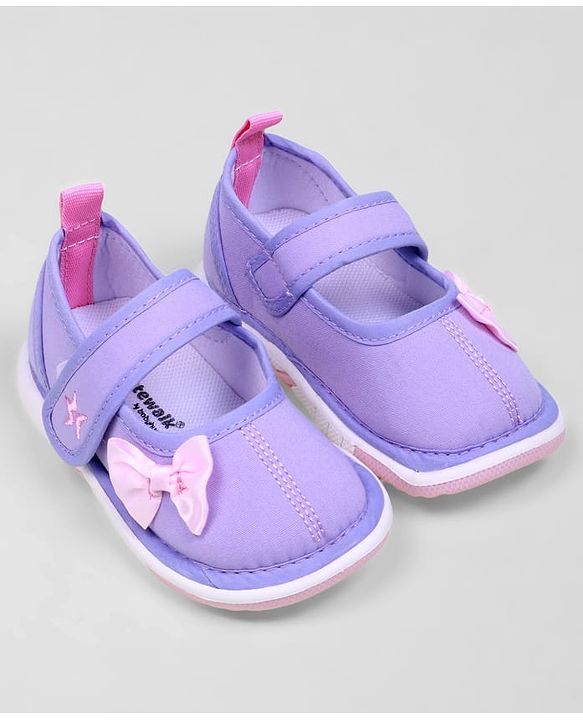 Cute Walk by Babyhug Casual Shoes With Velcro Closure & Bow Applique - Purple