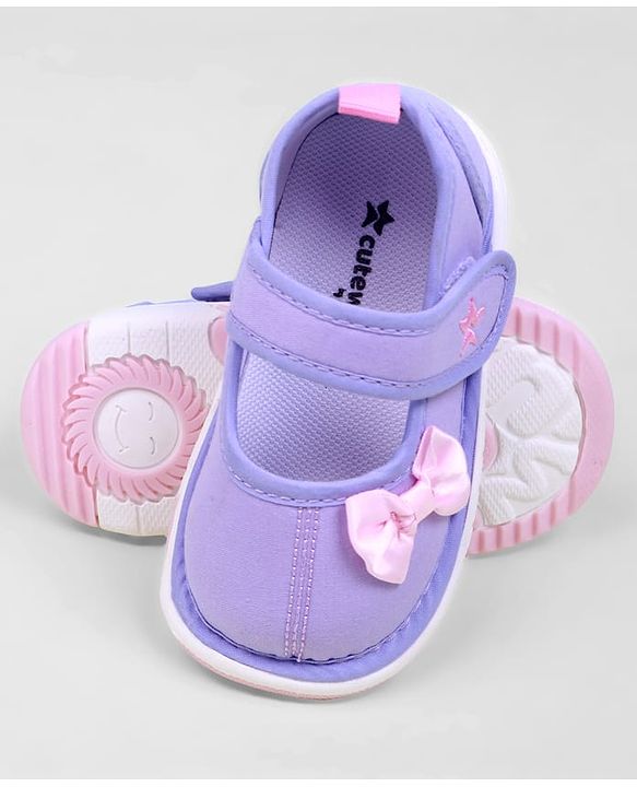 Cute Walk by Babyhug Casual Shoes With Velcro Closure & Bow Applique - Purple