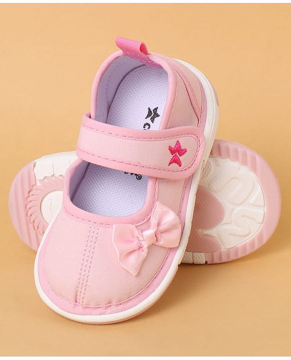 Cute Walk by Babyhug Casual Shoes With Velcro Closure & Bow Applique - Purple
