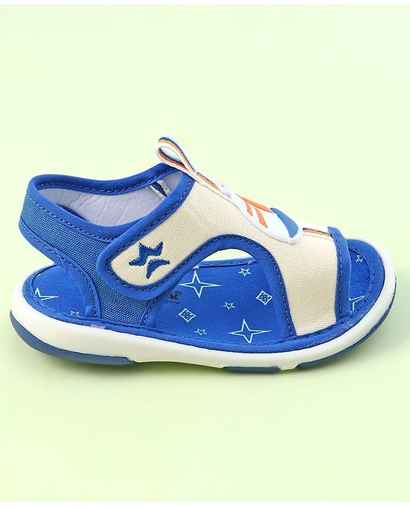 Cute Walk By Babyhug Velcro Closure Sandals With Boat Patch - Blue