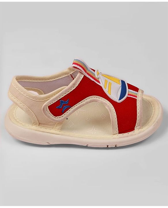Cute Walk By Babyhug Velcro Closure Sandals With Boat Patch - Red