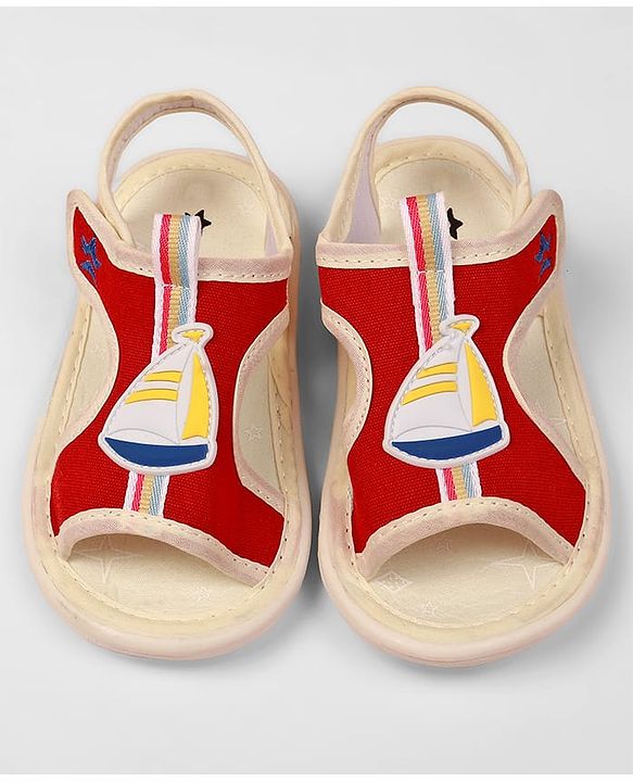 Cute Walk By Babyhug Velcro Closure Sandals With Boat Patch - Red