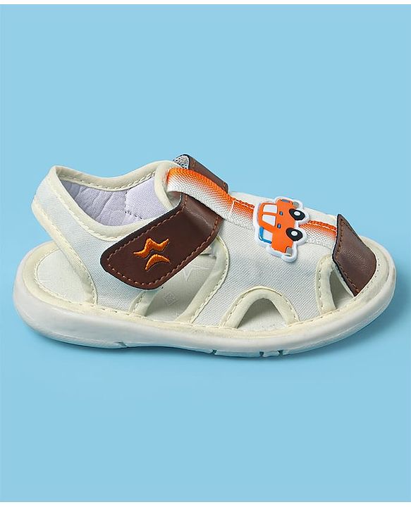 Cute Walk by Babyhug Sandals With Velcro Closure & Vehicle Print - Dark Brown