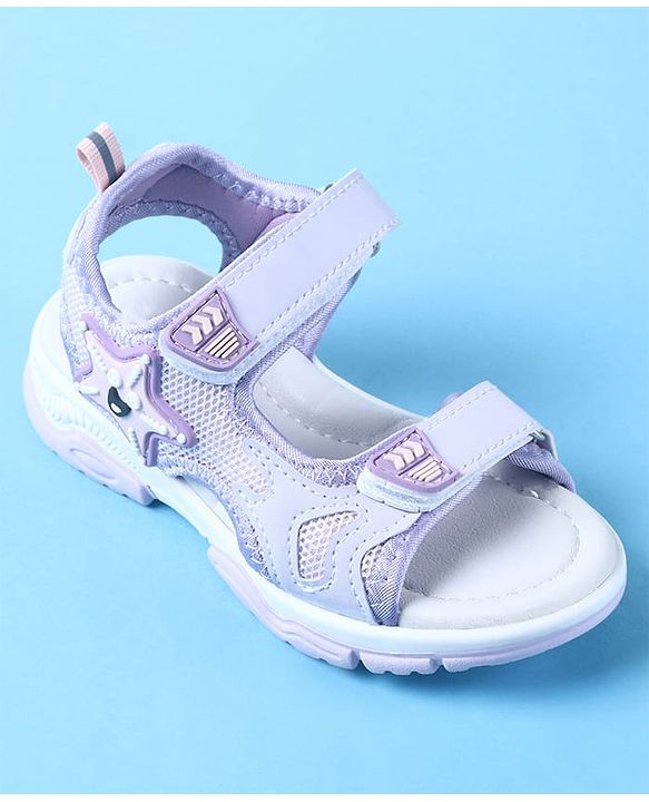 Cute Walk by Babyhug Velcro Closure Sandals with Star Applique - Purple