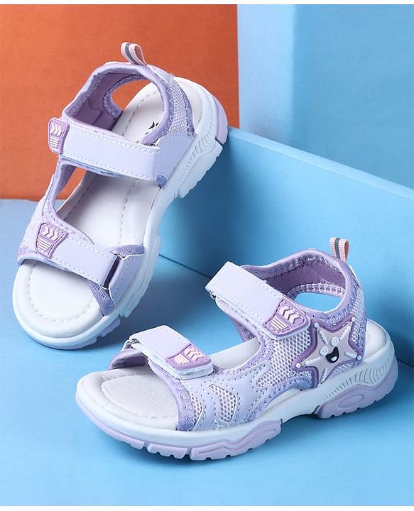 Cute Walk by Babyhug Velcro Closure Sandals with Star Applique - Purple
