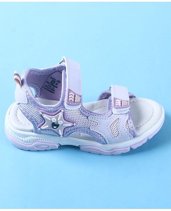Cute Walk by Babyhug Velcro Closure Sandals with Star Applique - Purple