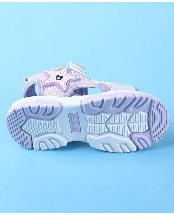 Cute Walk by Babyhug Velcro Closure Sandals with Star Applique - Purple