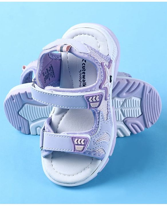 Cute Walk by Babyhug Velcro Closure Sandals with Star Applique - Purple