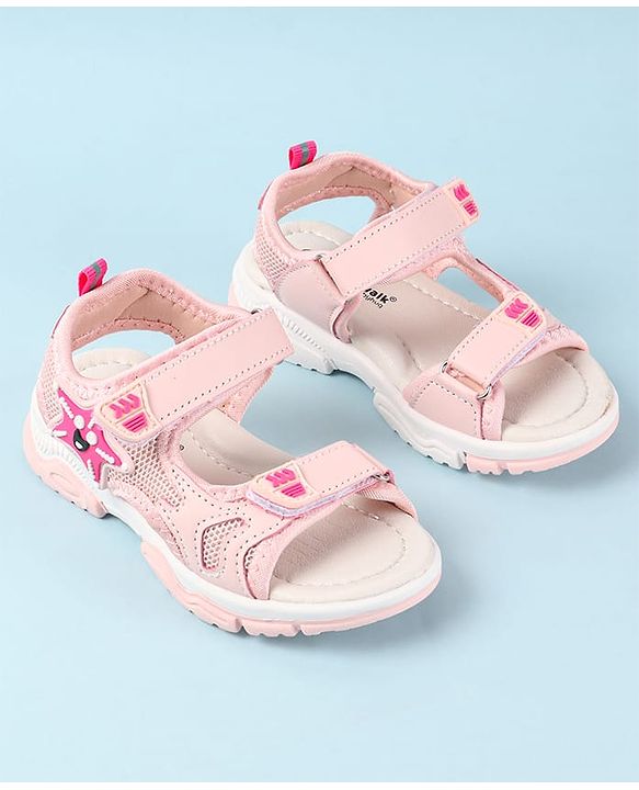 Cute Walk by Babyhug Velcro Closure Sandals with Star Applique - Purple