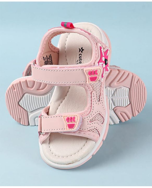Cute Walk by Babyhug Velcro Closure Sandals with Star Applique - Purple