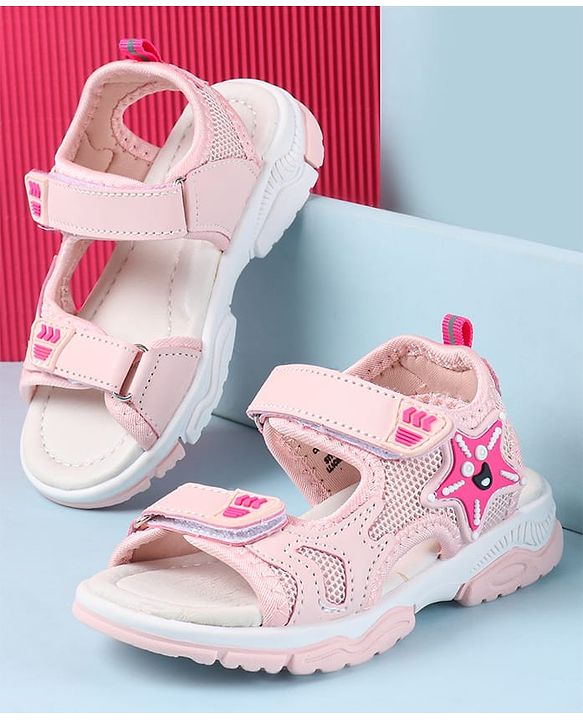 Cute Walk by Babyhug Velcro Closure Sandals with Star Applique - Purple
