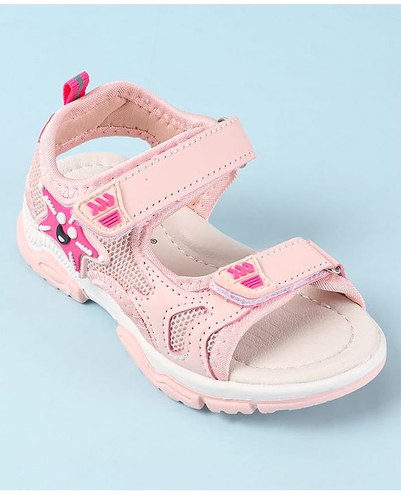 Cute Walk by Babyhug Velcro Closure Sandals with Star Applique - Purple
