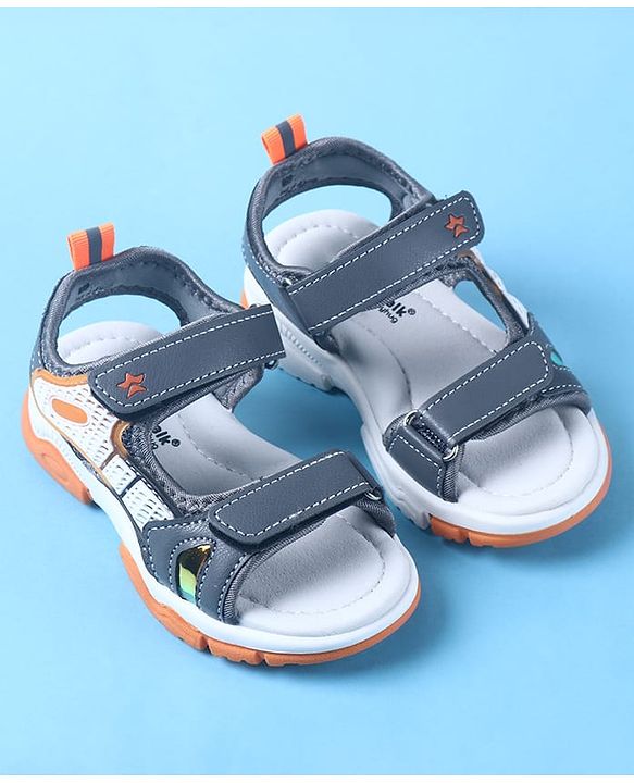 Cute Walk by Babyhug Velcro Closure Sandal With Colour Block - Grey