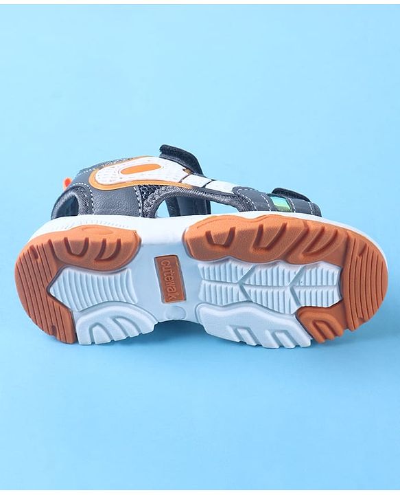 Cute Walk by Babyhug Velcro Closure Sandal With Colour Block - Grey