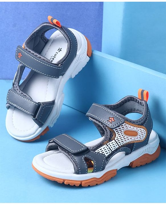 Cute Walk by Babyhug Velcro Closure Sandal With Colour Block - Grey