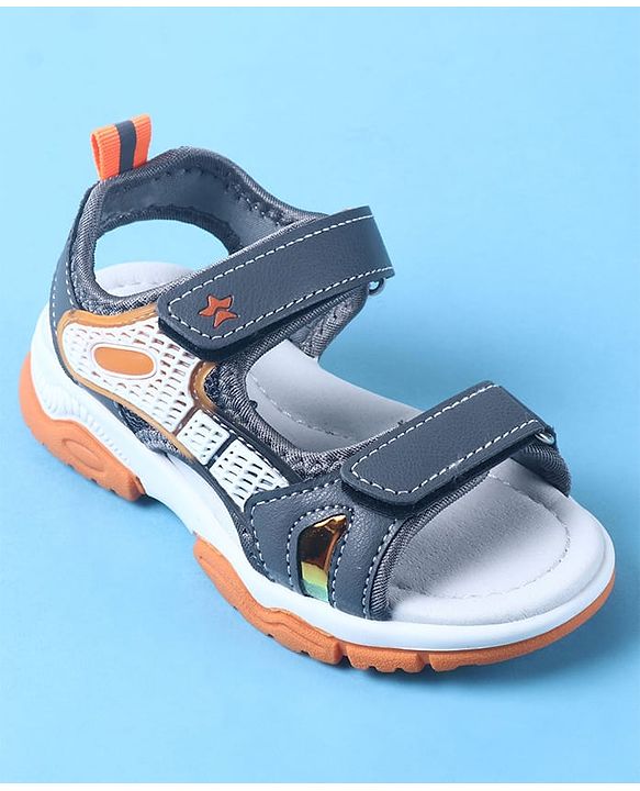 Cute Walk by Babyhug Velcro Closure Sandal With Colour Block - Grey