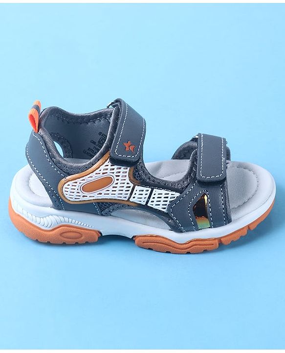 Cute Walk by Babyhug Velcro Closure Sandal With Colour Block - Grey