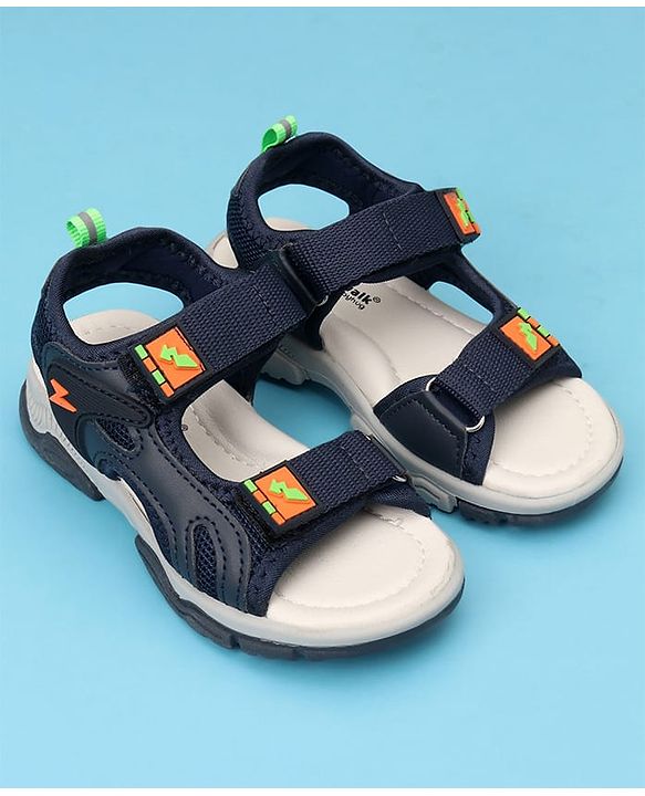 Cute Walk by Babyhug Solid Color Velcro Closure Sandals - Navy Blue