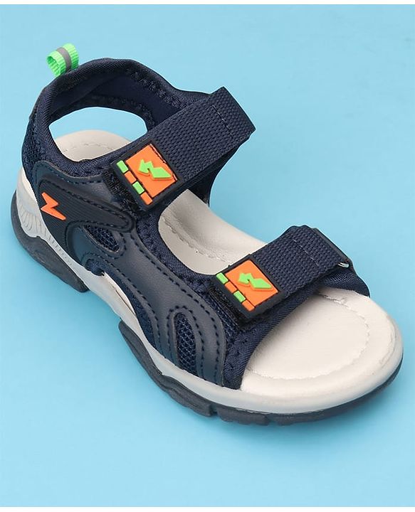 Cute Walk by Babyhug Solid Color Velcro Closure Sandals - Navy Blue