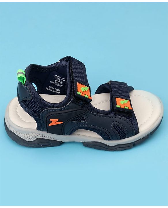 Cute Walk by Babyhug Solid Color Velcro Closure Sandals - Navy Blue
