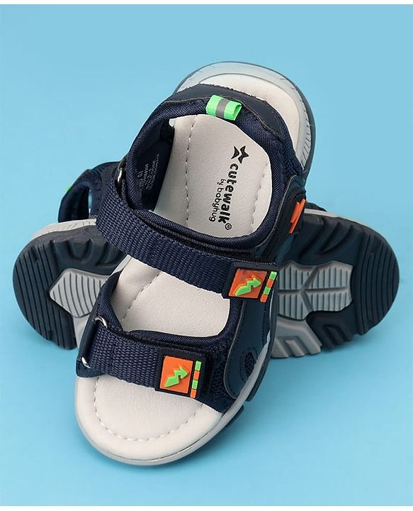 Cute Walk by Babyhug Solid Color Velcro Closure Sandals - Navy Blue