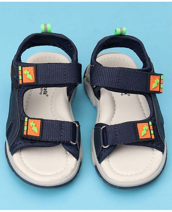 Cute Walk by Babyhug Solid Color Velcro Closure Sandals - Navy Blue