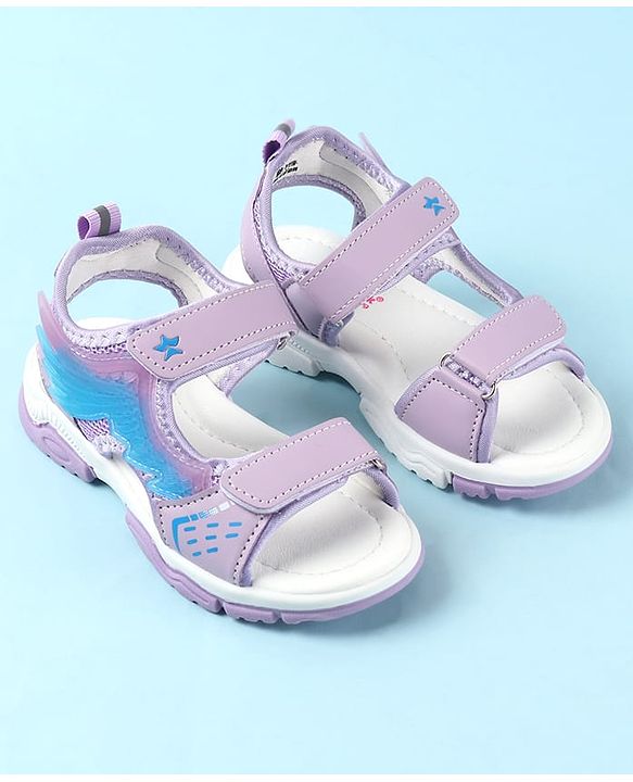 Cute Walk by Babyhug Velcro Closure Sandals with Feather Applique - Purple