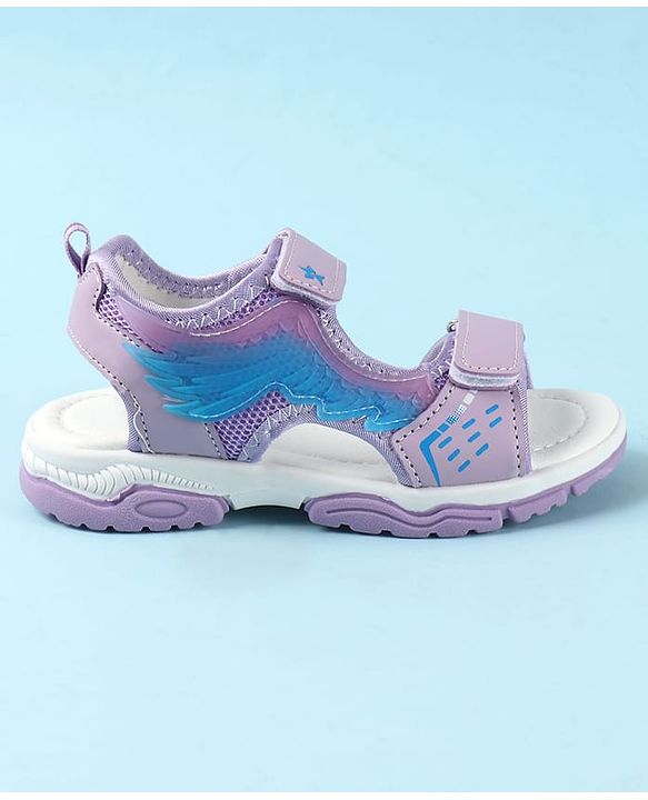 Cute Walk by Babyhug Velcro Closure Sandals with Feather Applique - Purple