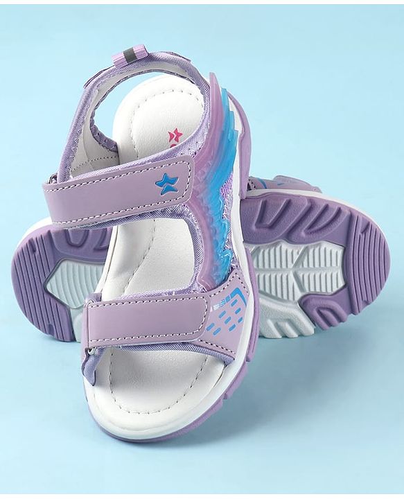 Cute Walk by Babyhug Velcro Closure Sandals with Feather Applique - Purple