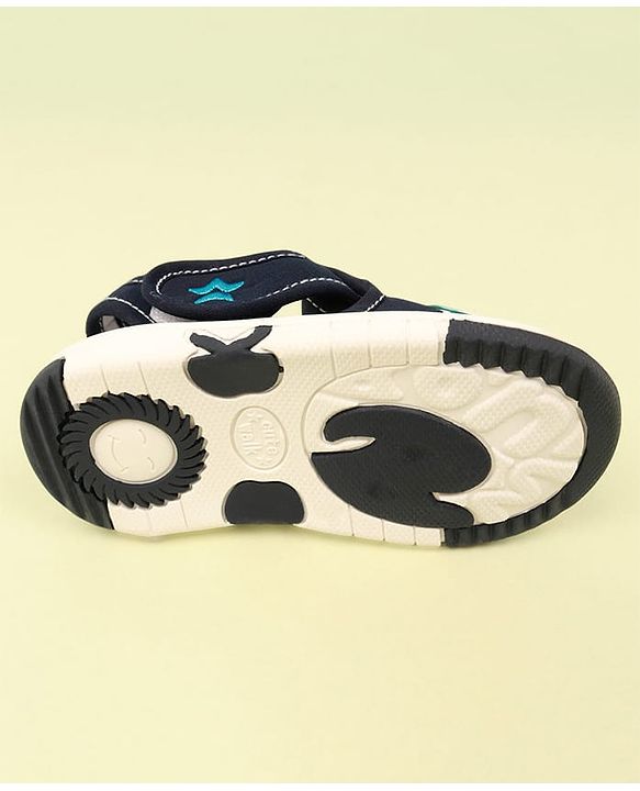 Cute Walk by Babyhug Velcro Closure Sandal with Floral Applique - Navy Blue