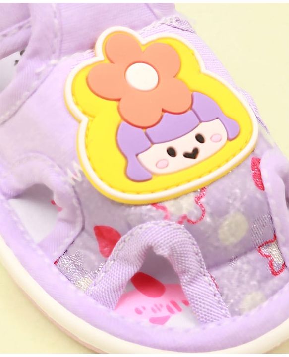 Cute Walk by Babyhug Velcro Closure Sandal with Floral Applique - Purple