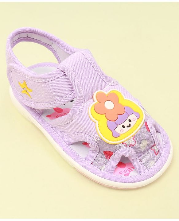Cute Walk by Babyhug Velcro Closure Sandal with Floral Applique - Purple
