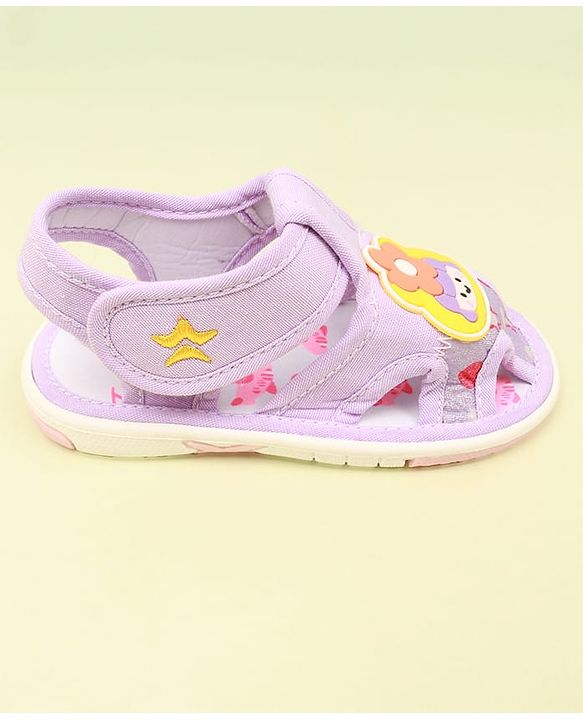 Cute Walk by Babyhug Velcro Closure Sandal with Floral Applique - Purple