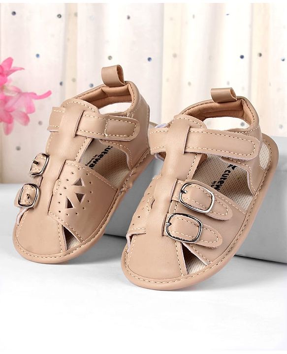 Cute Walk by Babyhug Booties with Velcro Closure - Beige