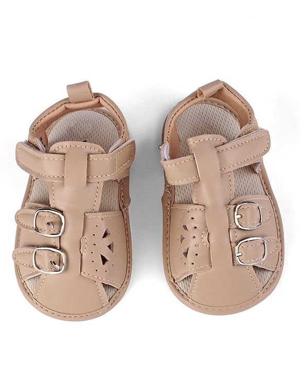 Cute Walk by Babyhug Booties with Velcro Closure - Beige