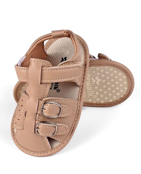 Cute Walk by Babyhug Booties with Velcro Closure - Beige